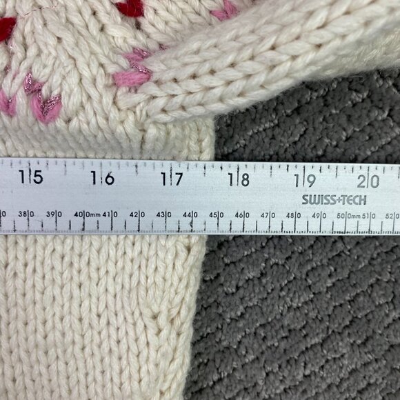 American Eagle Handknit Sweater Women's Large Alpaca Blend Bear Tree Fair Isle - Picture 10 of 14